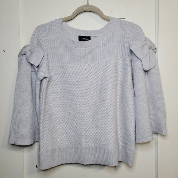 Mod X Stitch Knit 3/4 Sleeve Boat Neck Cropped Sweater XS - Picture 3 of 9